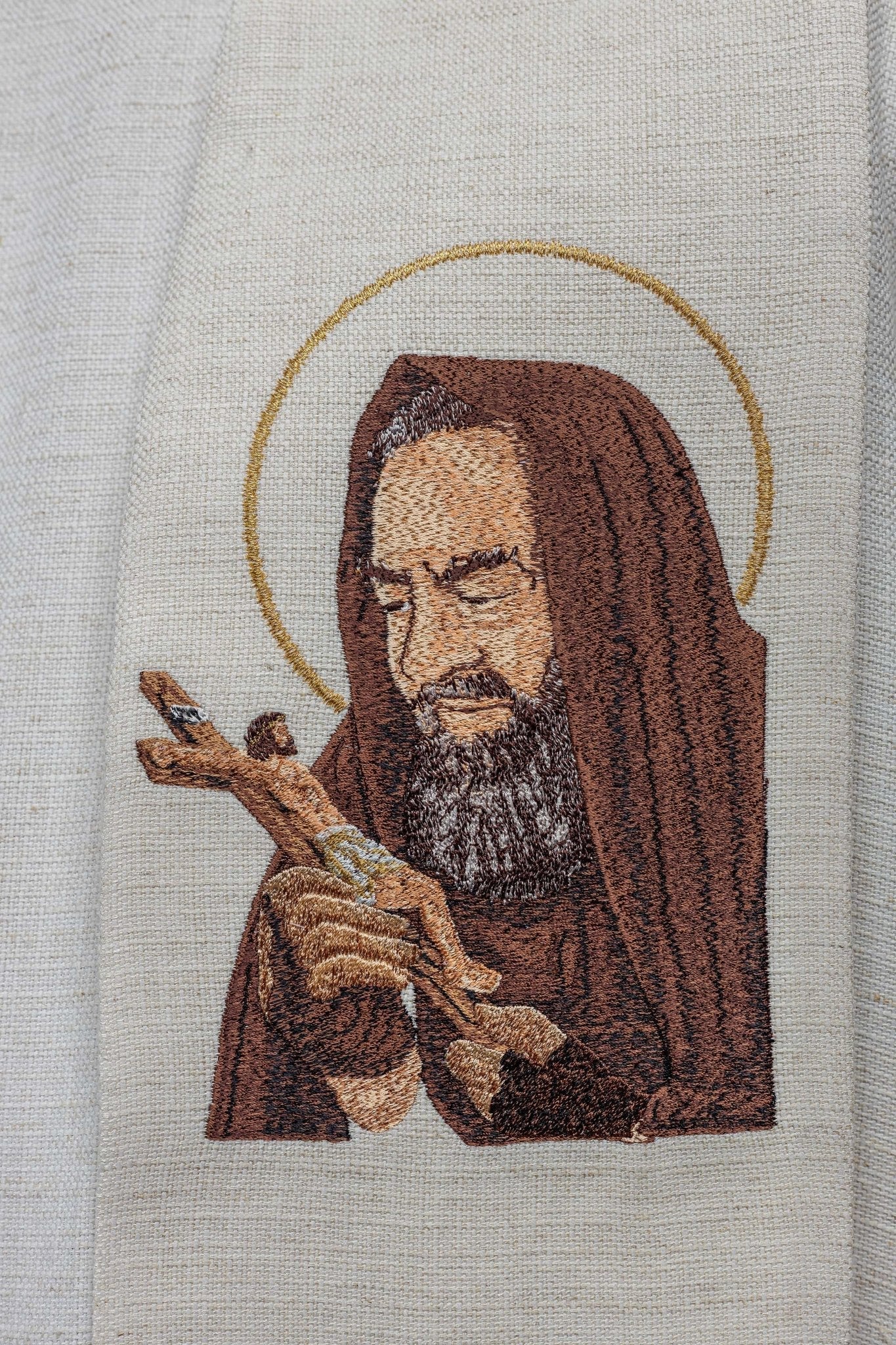 Estola bordada com imagem de Padre Pio