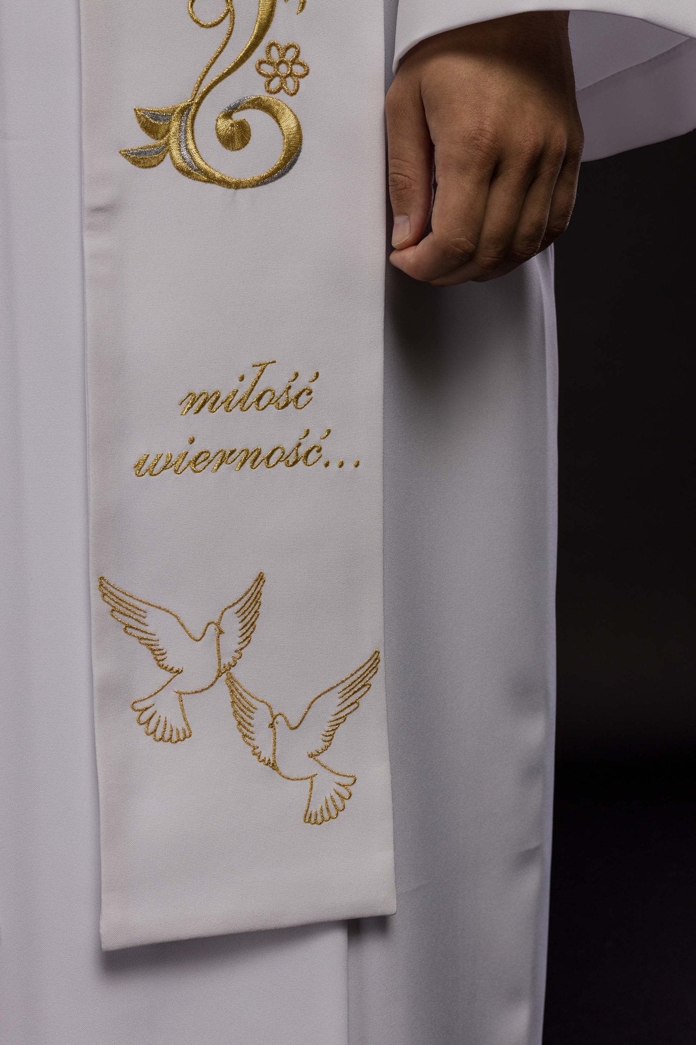 Estola longa bordada para casamento, branca