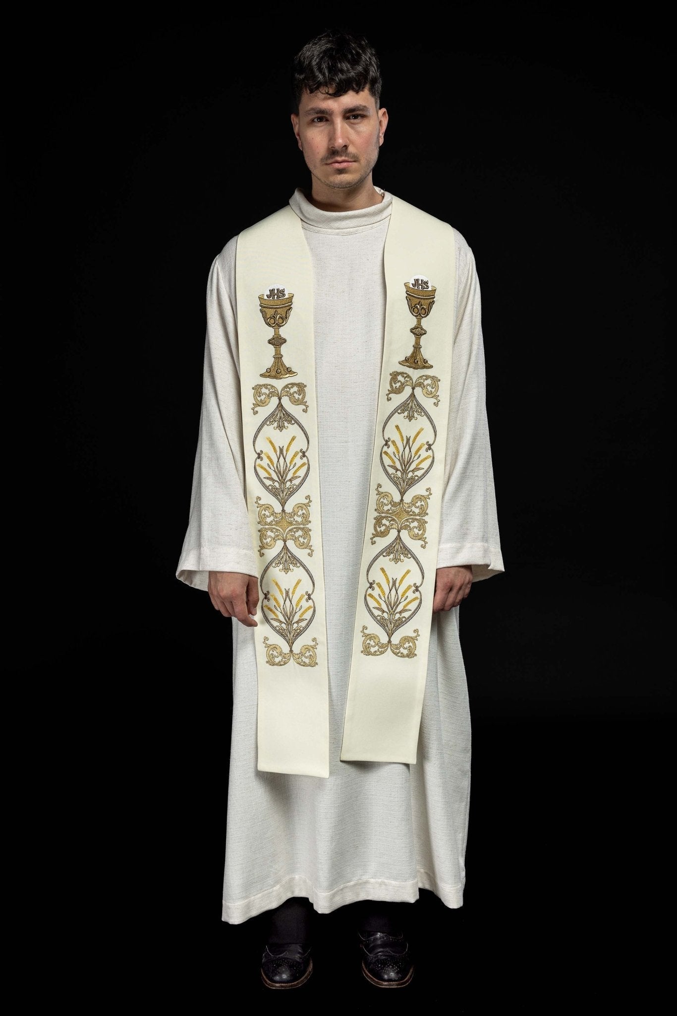 Estola sacerdotal cálice IHS creme