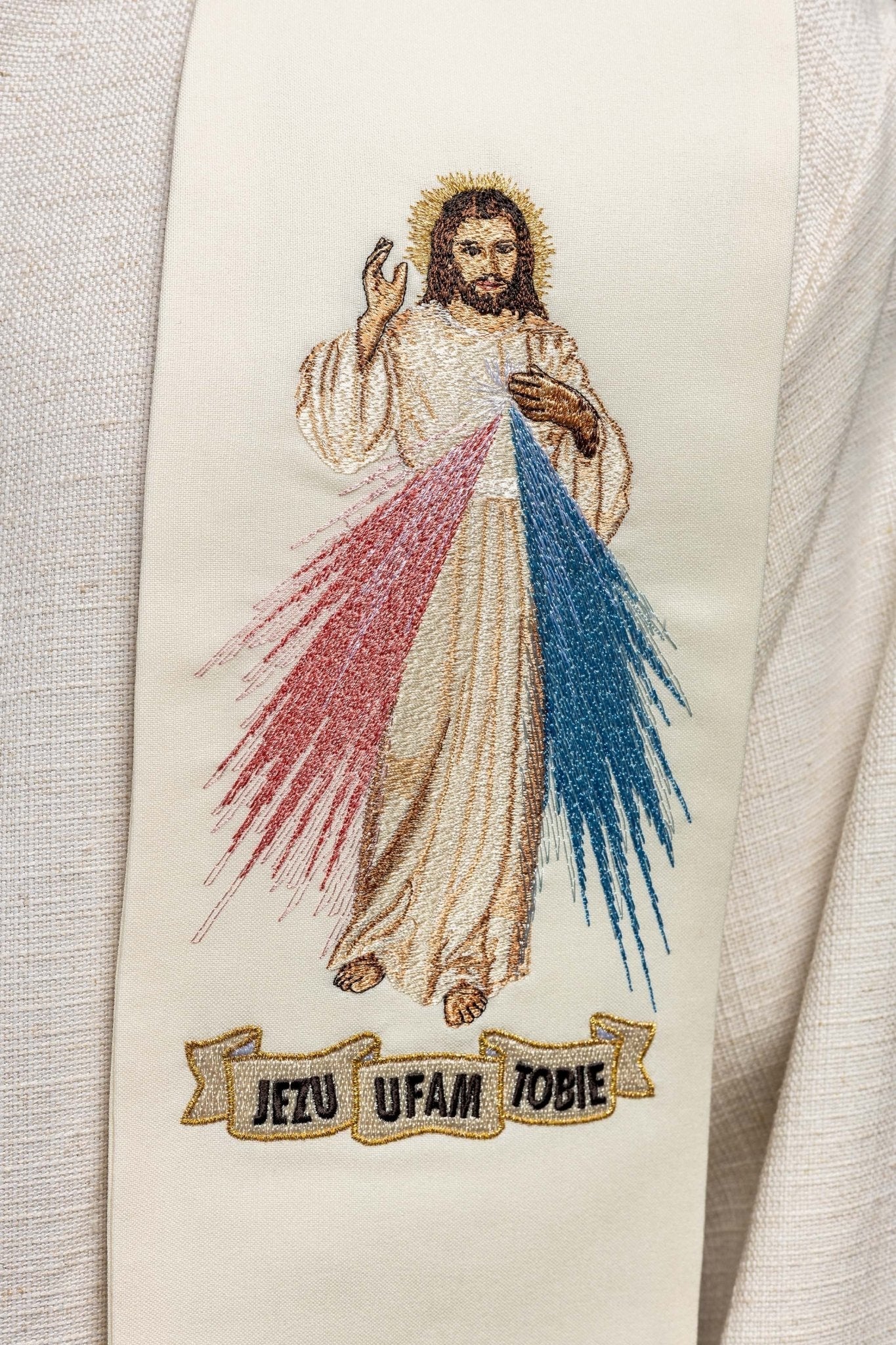 Estola sacerdotal Jesus Misericordioso Jesus, Eu Confio em Vós creme