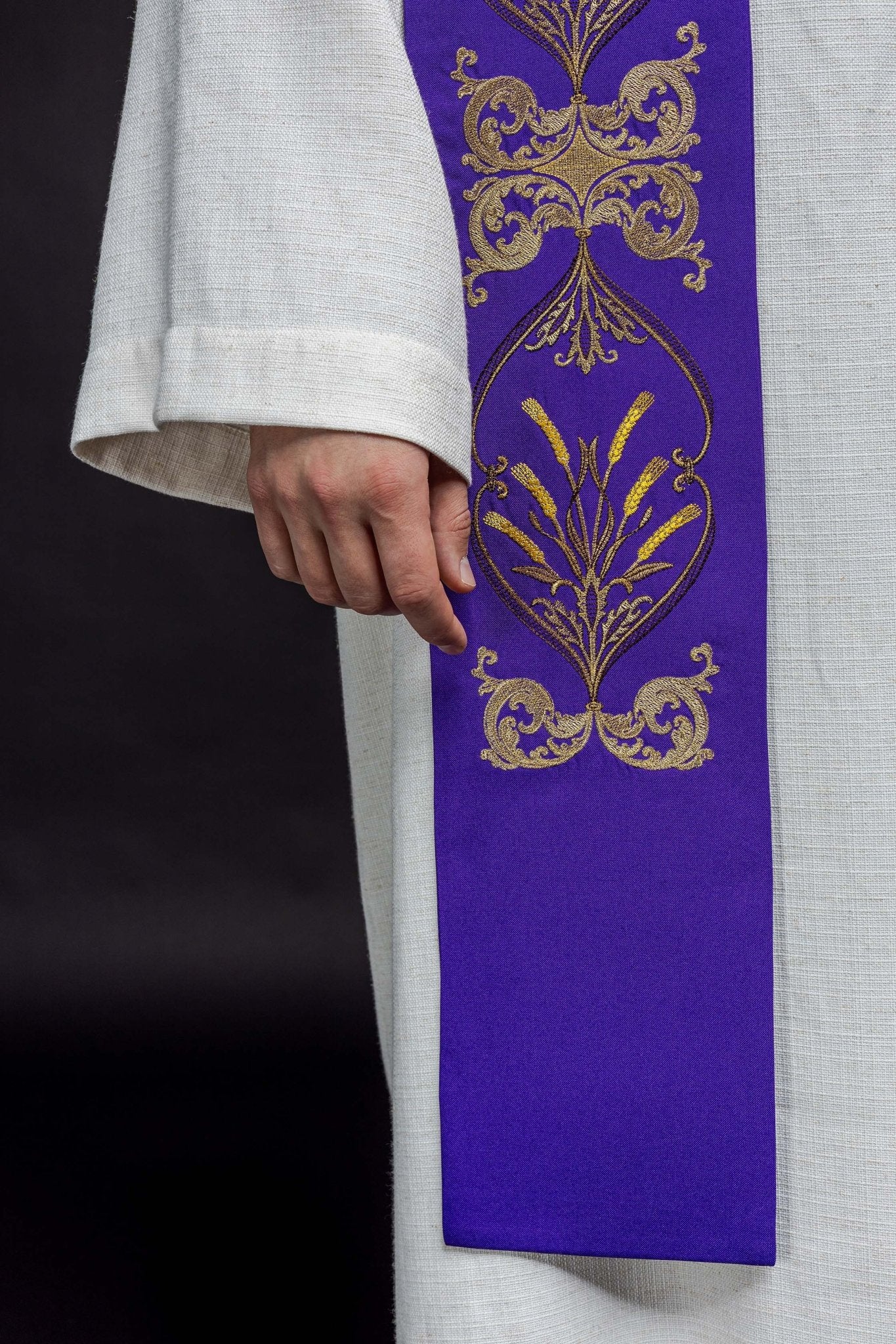 Estola sacerdotal roxa cálice IHS