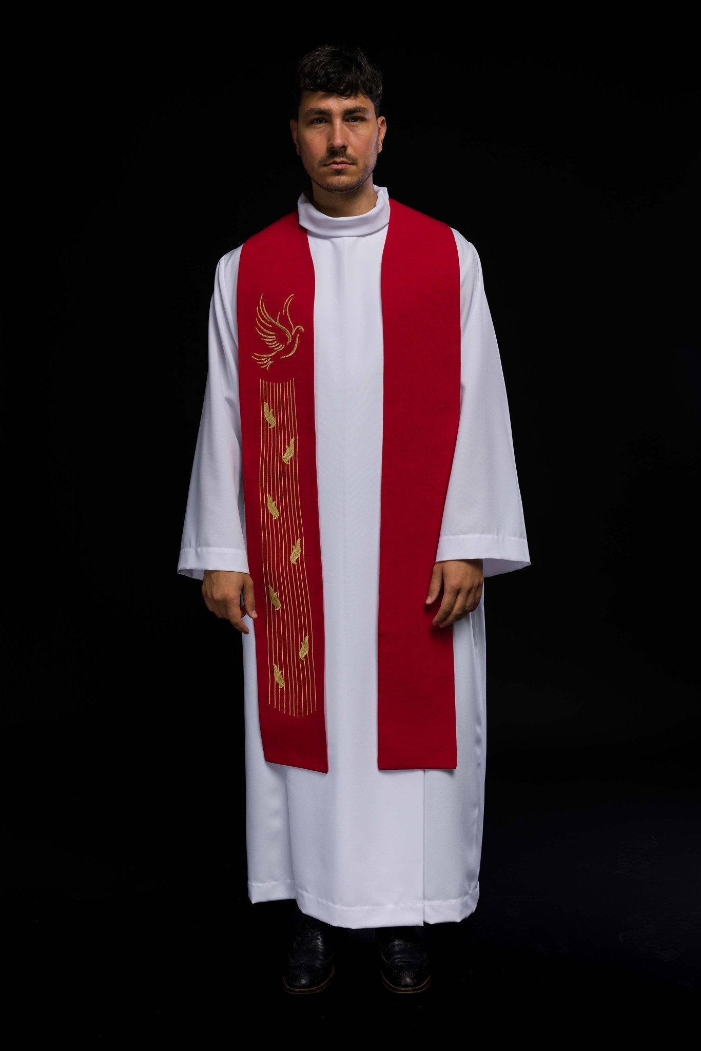 Estola bordada Espírito Santo vermelha