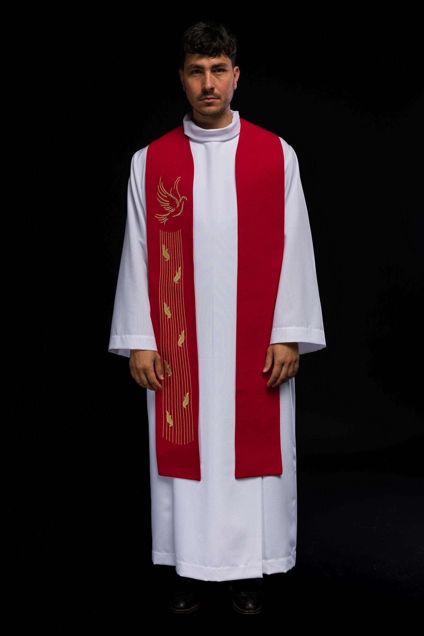 Estola bordada Espírito Santo vermelha