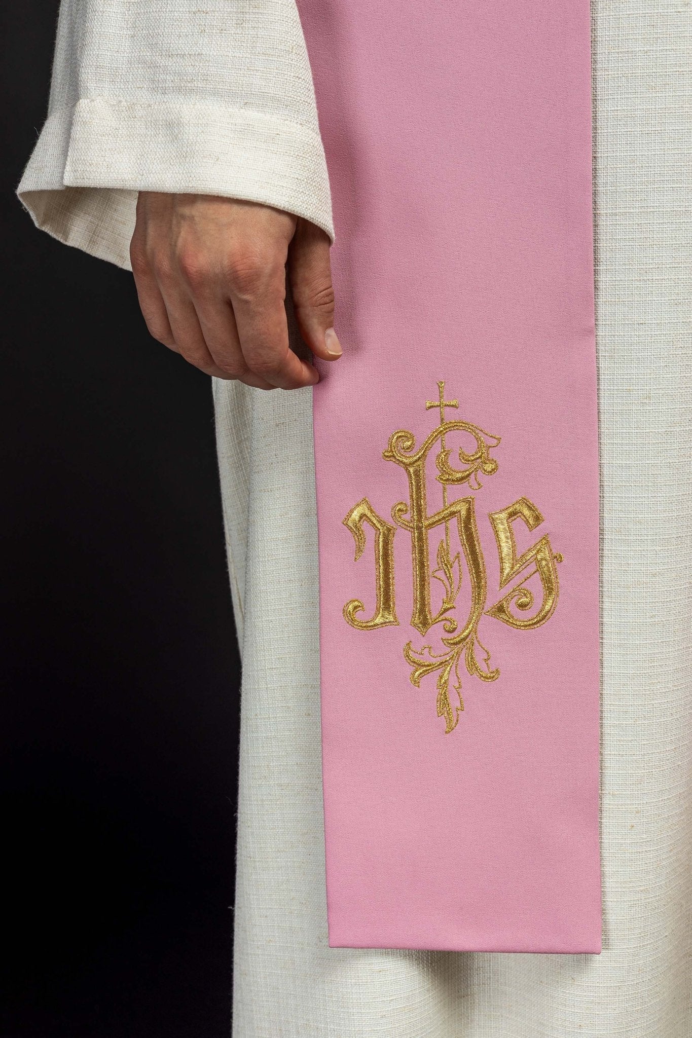 Estola sacerdotal rosa IHS