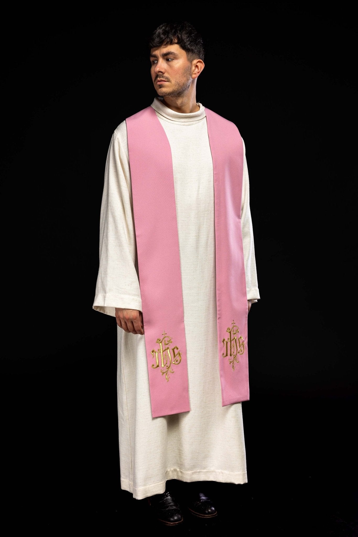 Estola sacerdotal rosa IHS