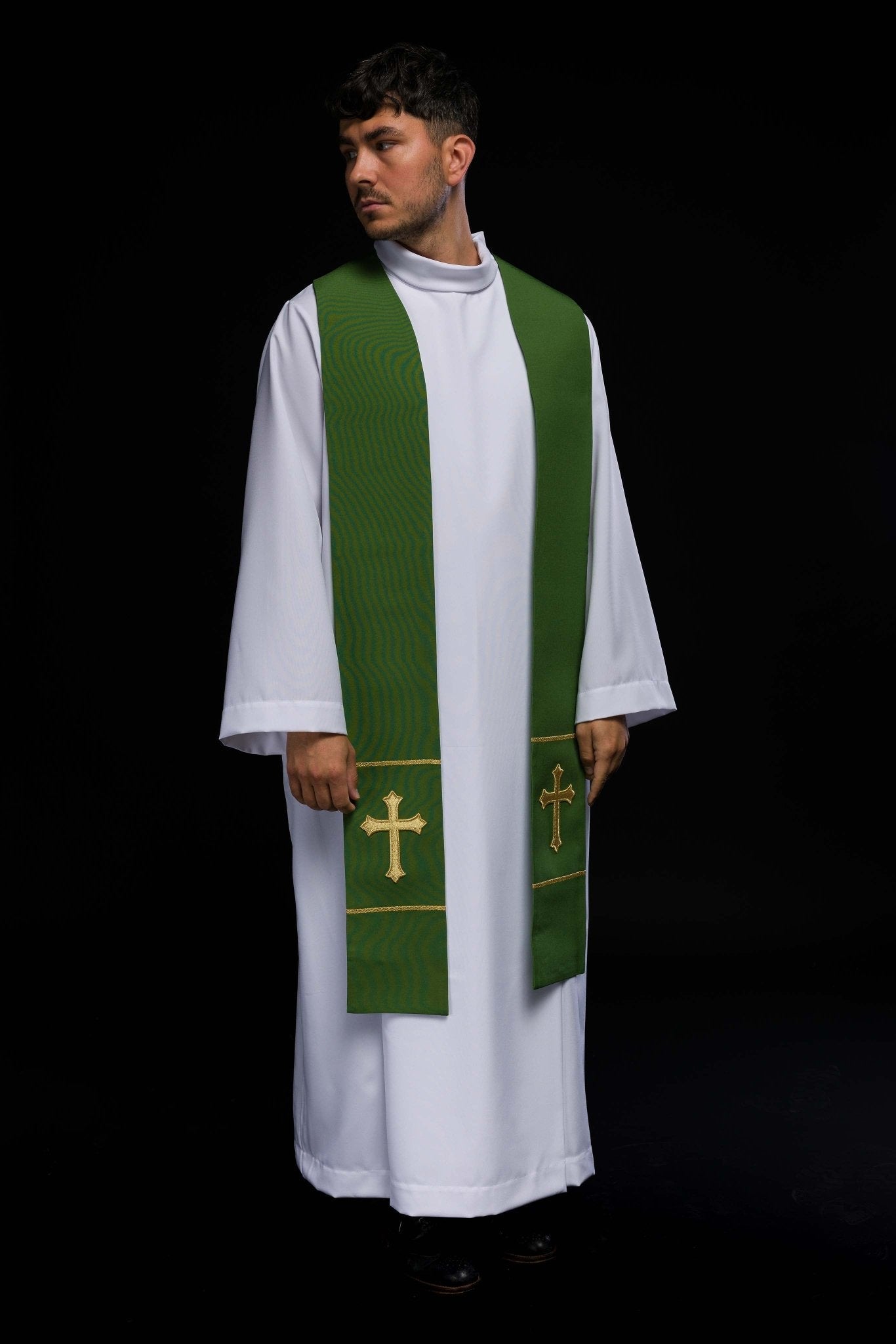 Estola sacerdotal verde bordada Cruz