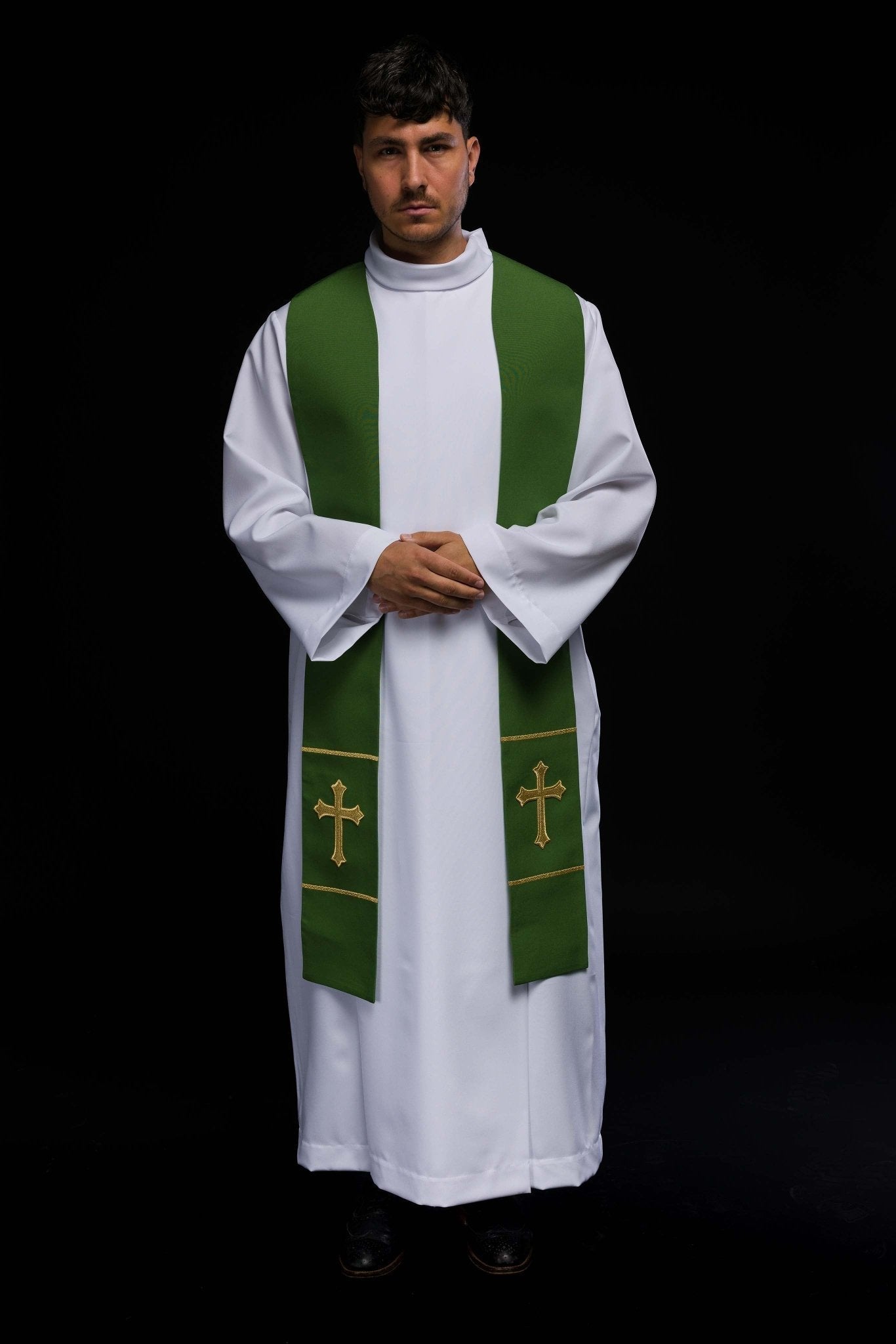 Estola sacerdotal verde bordada Cruz
