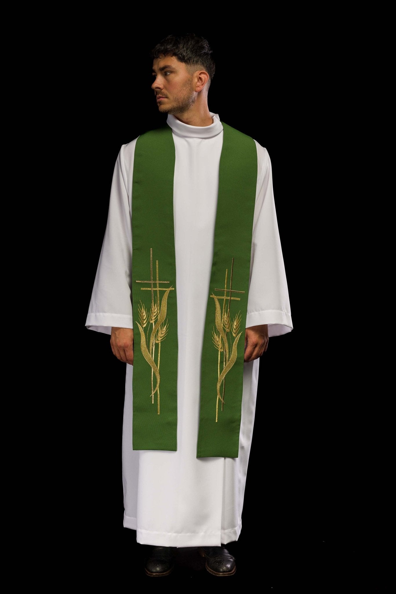Estola sacerdotal verde bordada