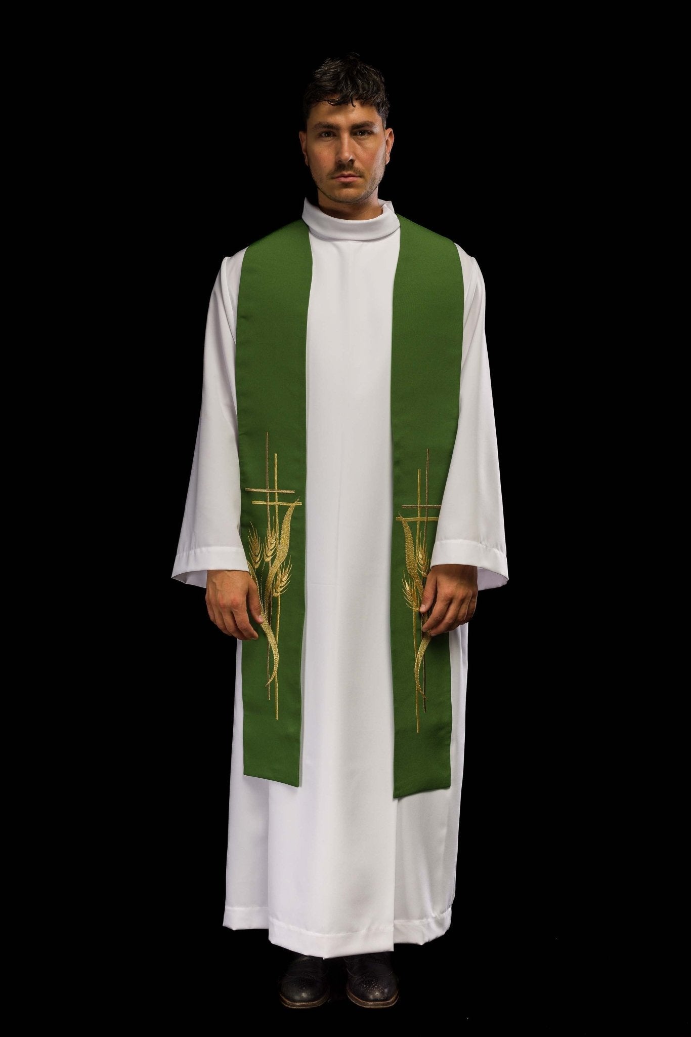 Estola sacerdotal verde bordada