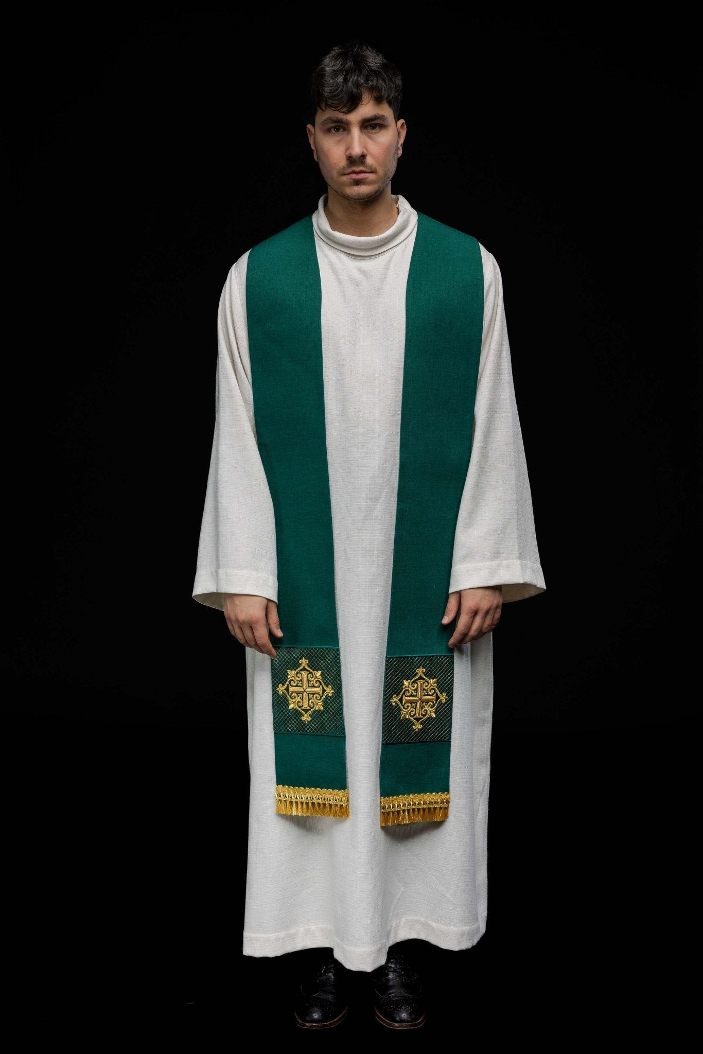 Estola verde em veludo