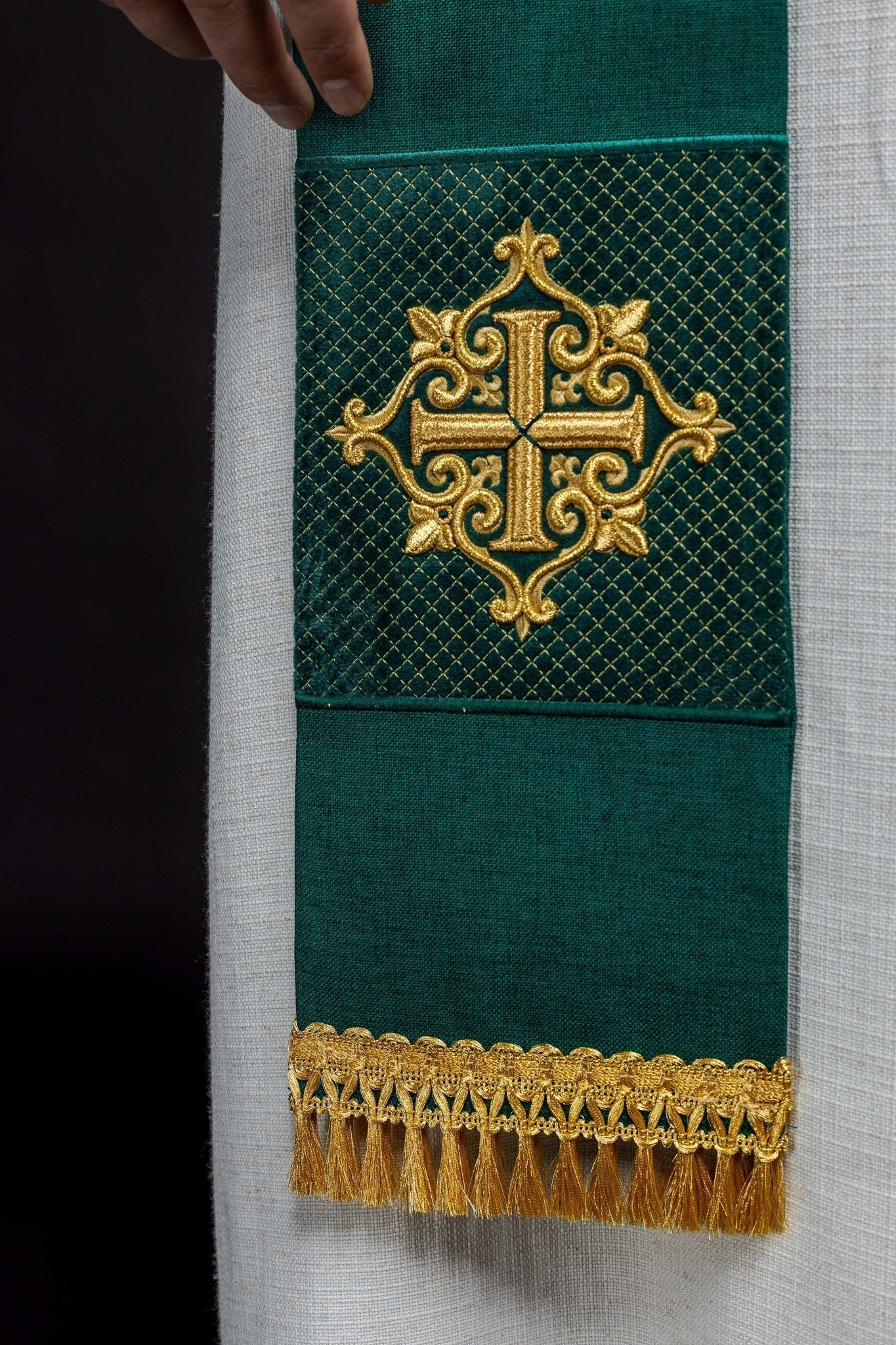 Estola verde em veludo