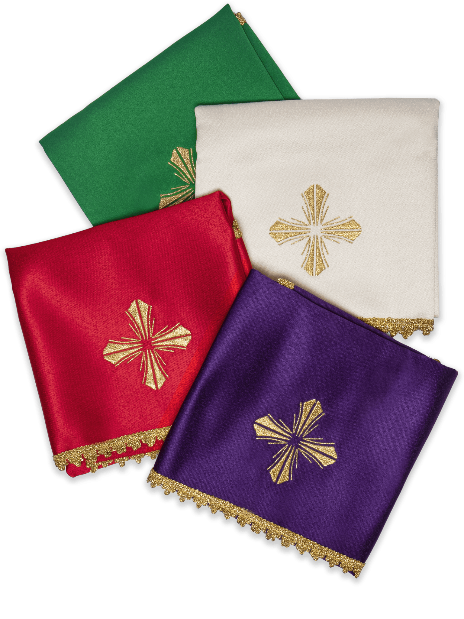 Conjunto de quatro véus de cálice com cruz bordada