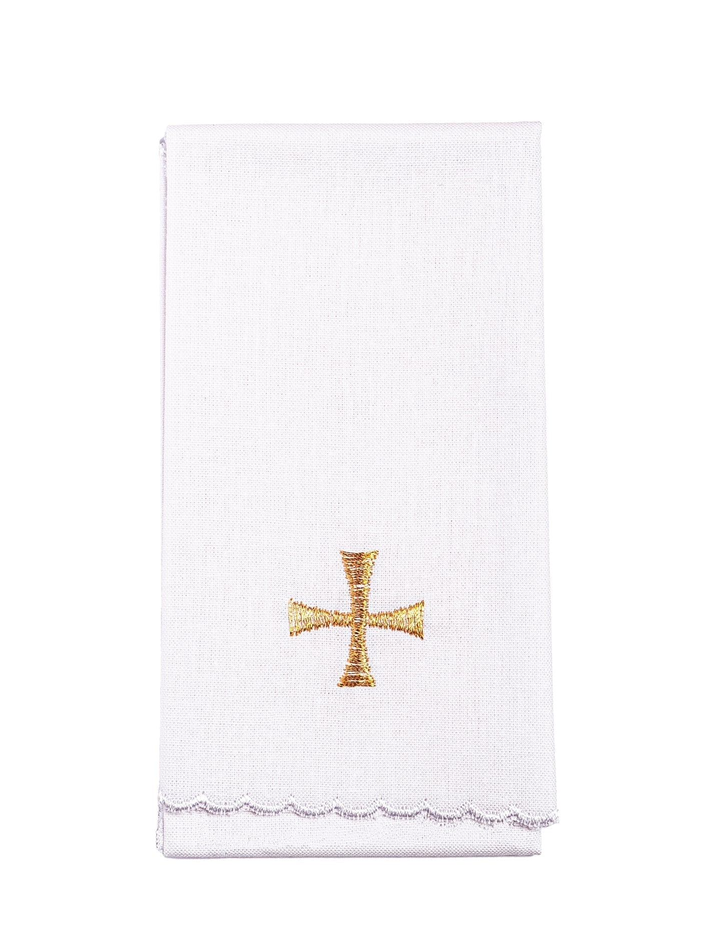 Conjunto de alfaias litúrgicas branco bordado com o Menino Jesus para o Natal