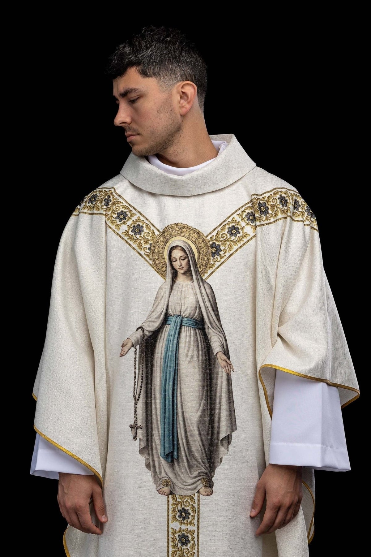 Ornat drukowany z wizerunkiem Matki Bożej z Lourdes