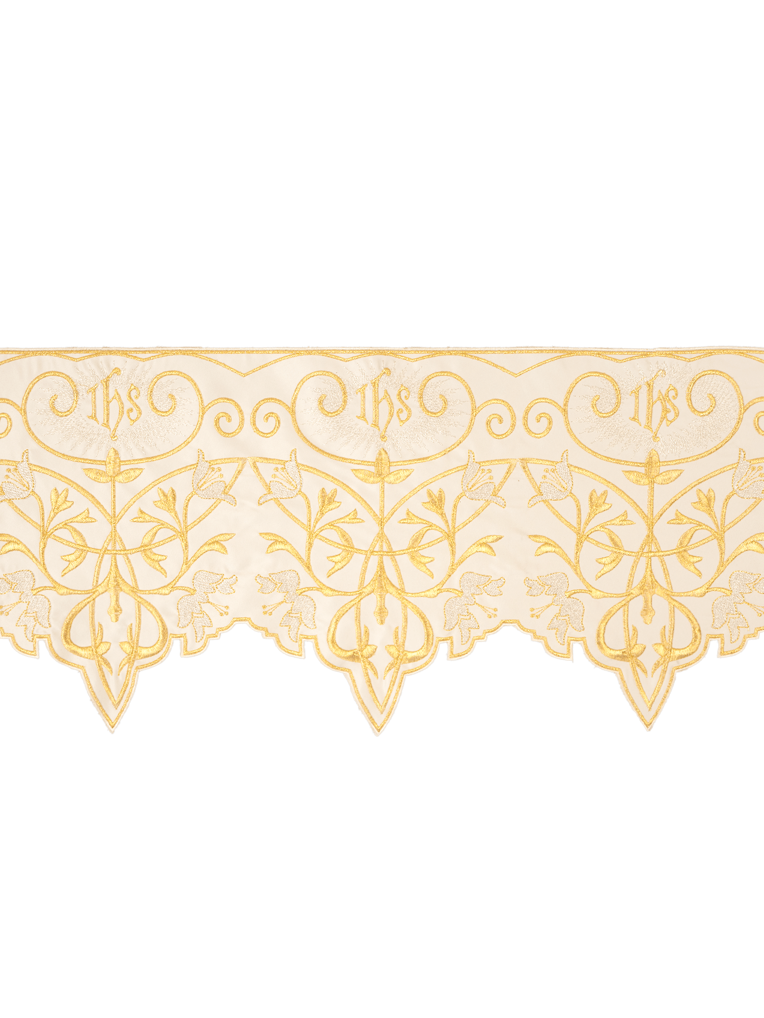 Renda com monograma IHS na cor creme