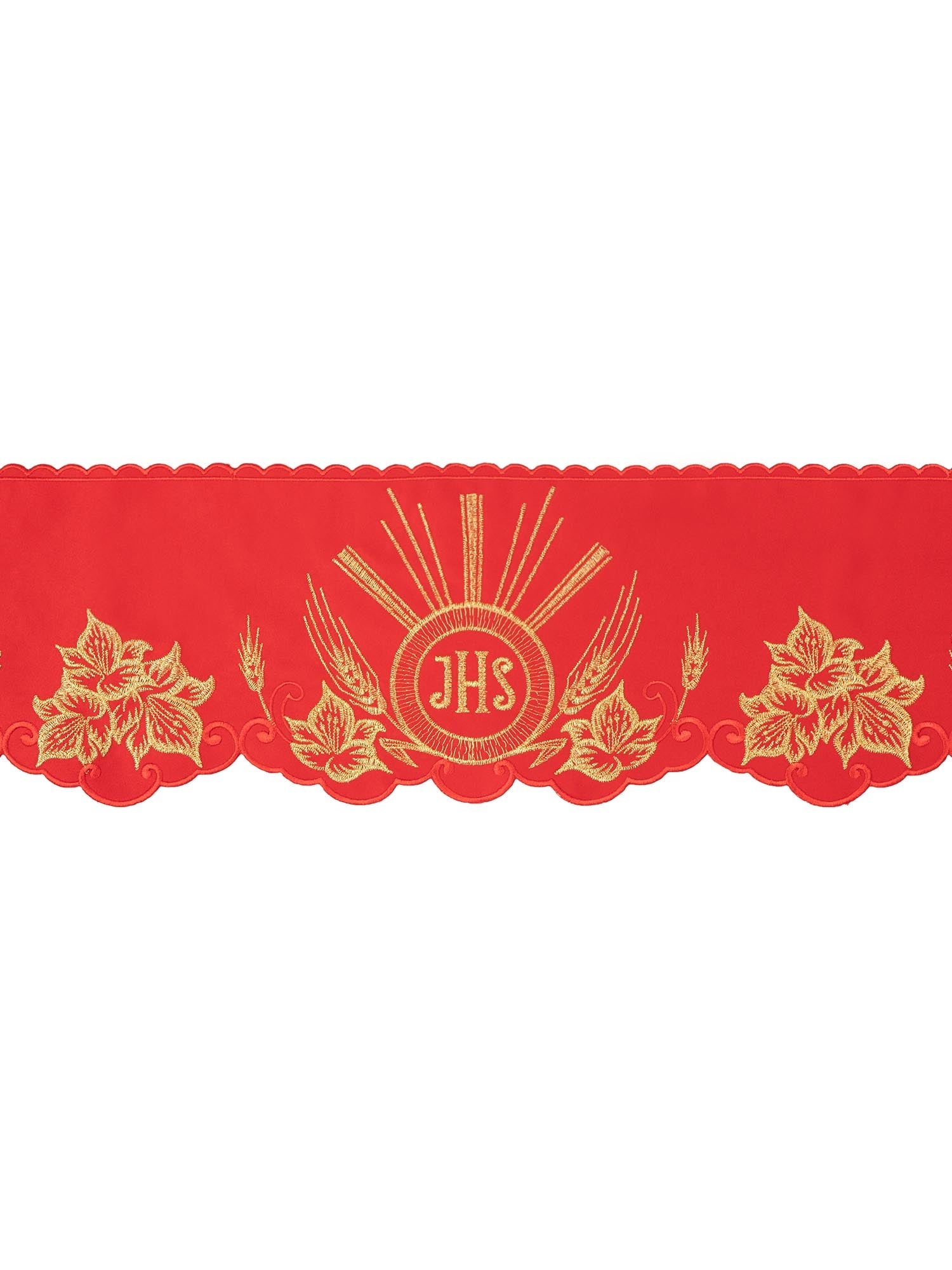 Tecido a metro com bordado frontal IHS vermelho