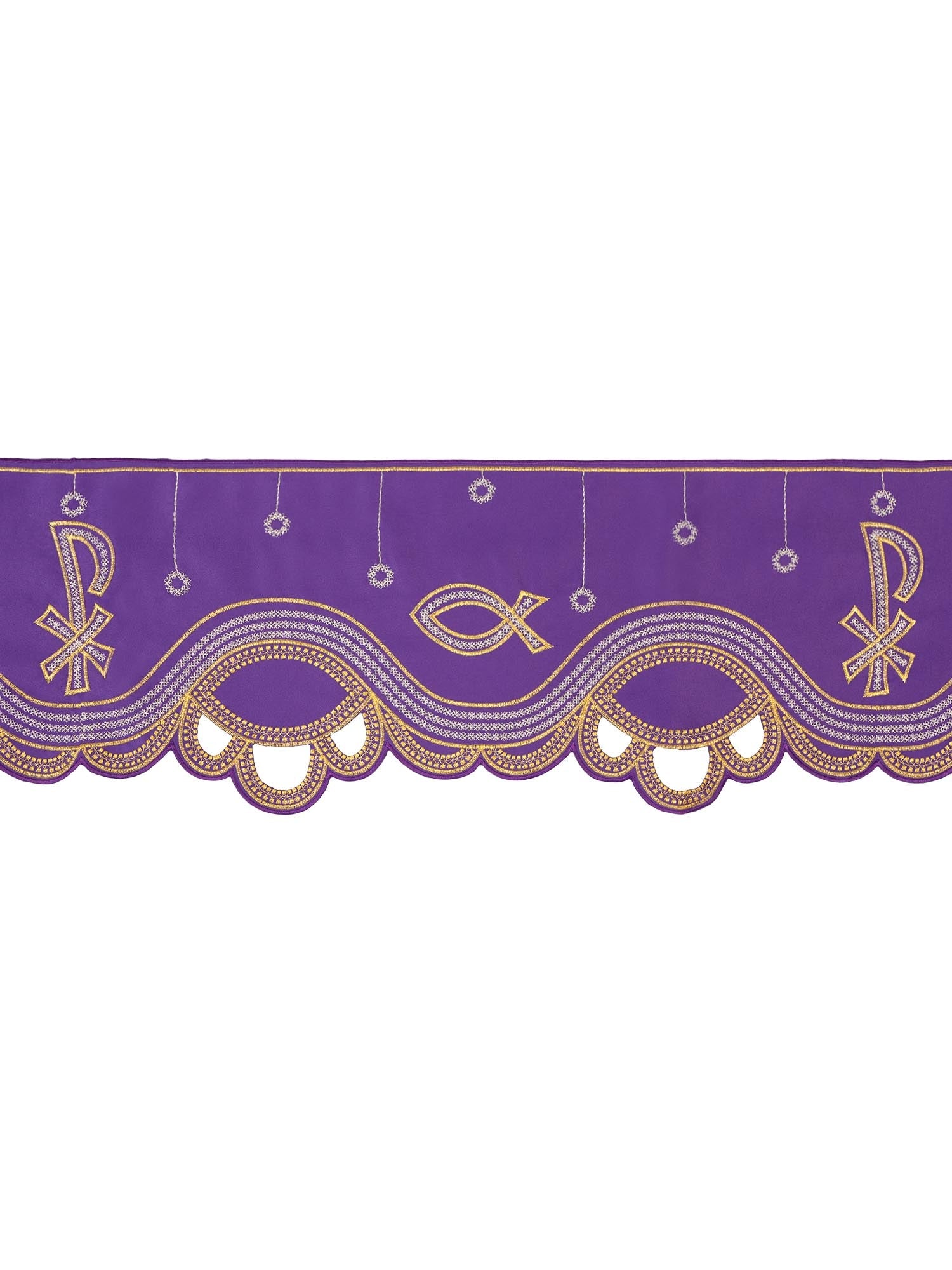Tecido a metro com bordado frontal PAX roxo