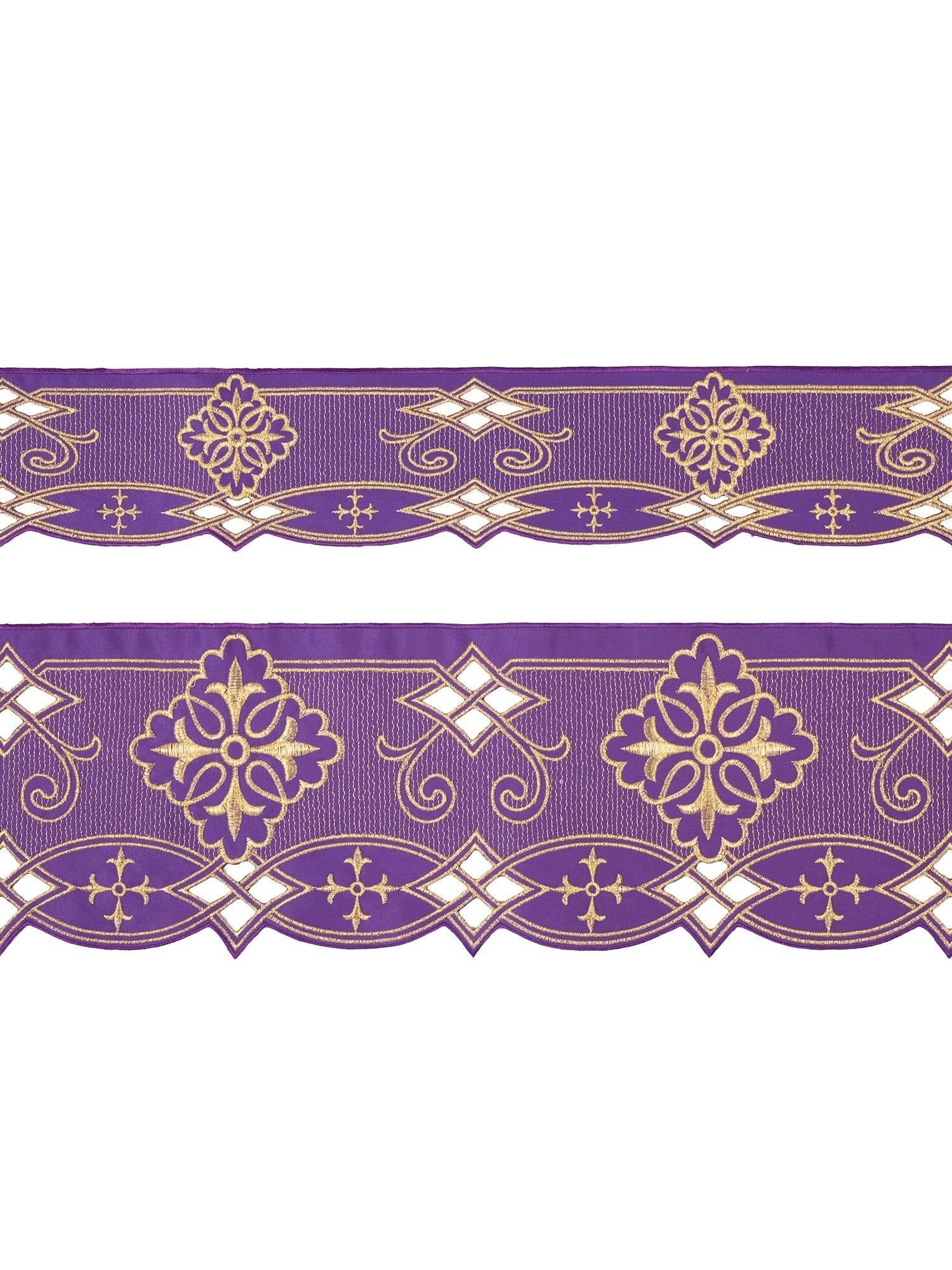 Tecido a metro com bordado frontal Roseta roxo