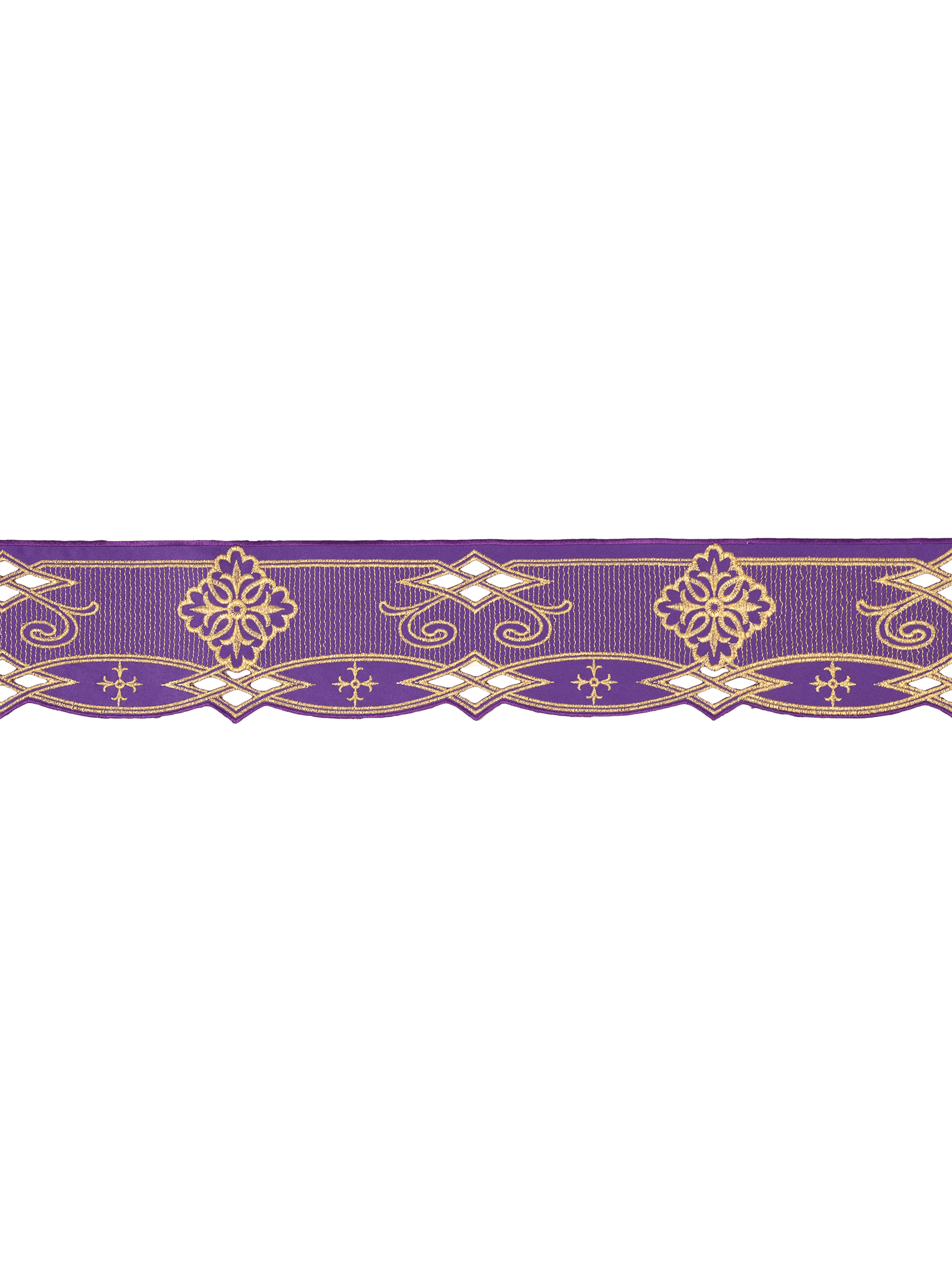 Tecido a metro com bordado frontal Roseta roxo