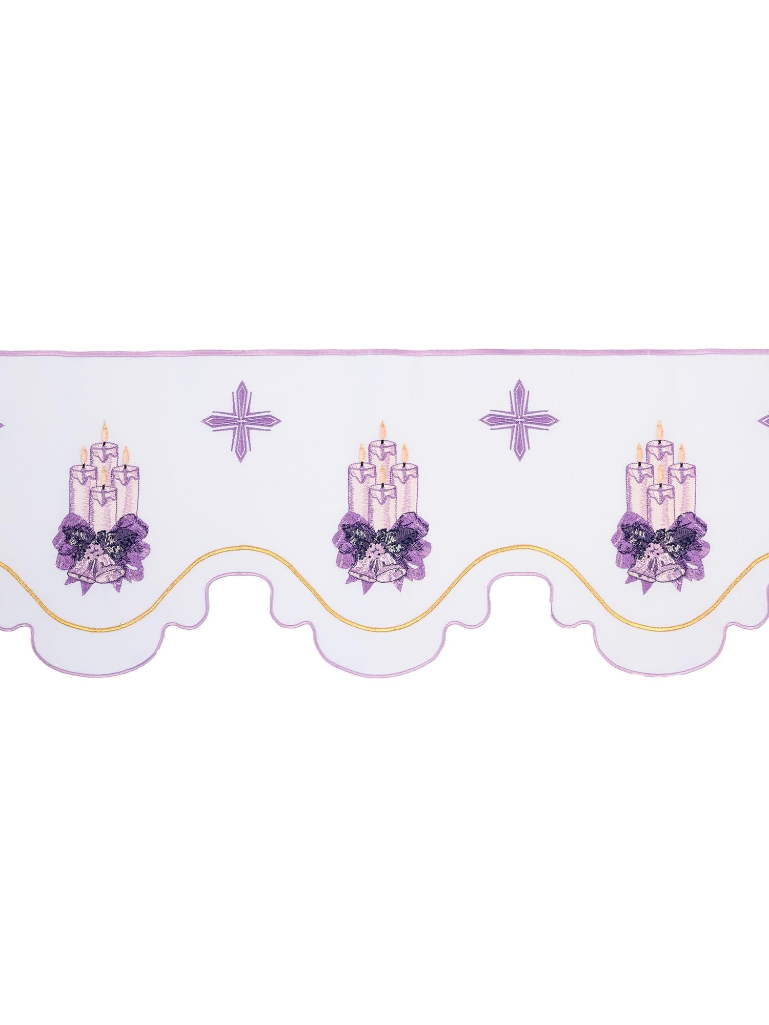 Tecido a metro branco com bordado frontal e motivo de Advento