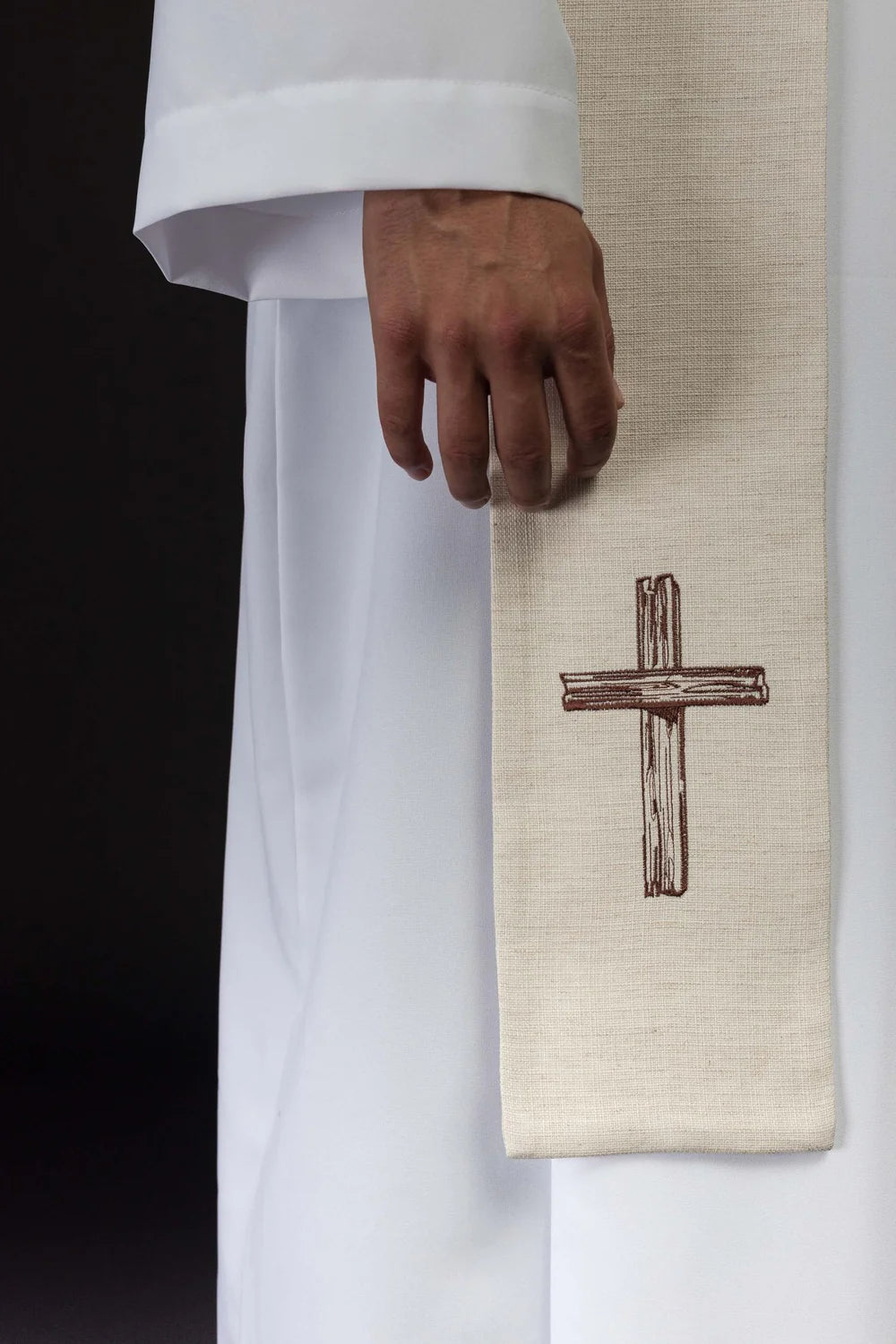 Estola bordada Jesus Bom Pastor creme