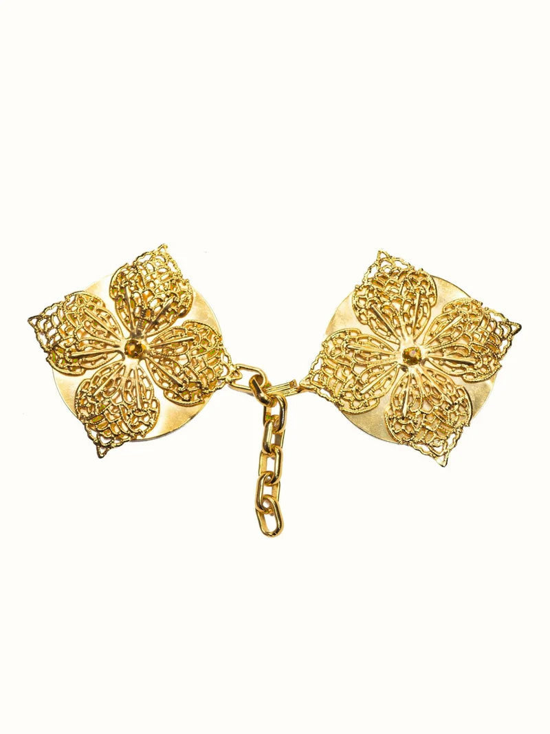 Broche dourado para capa de asperges e véu umeral com pedra decorativa